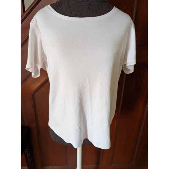 Chicos The Ultimate Tee Size 2 White Short Sleeve 100% Cotton Womens T-Shirt - Picture 1 of 6